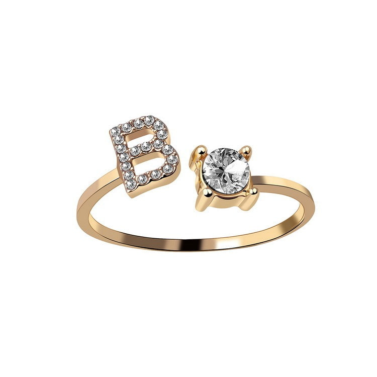 Initial Letter Ring Fashion Jewelry For Women