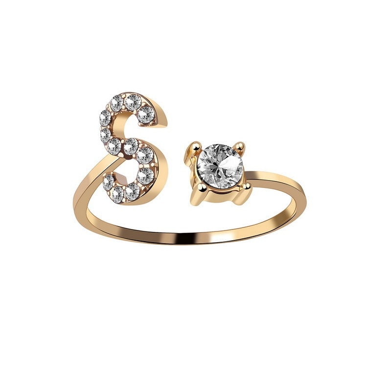 Initial Letter Ring Fashion Jewelry For Women