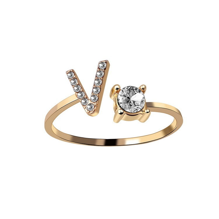 Initial Letter Ring Fashion Jewelry For Women