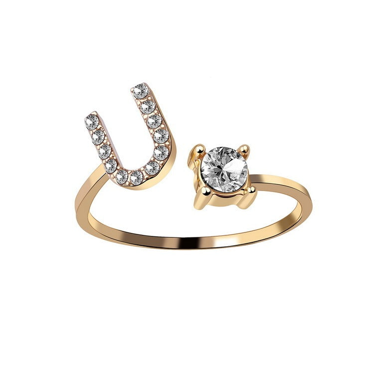 Initial Letter Ring Fashion Jewelry For Women