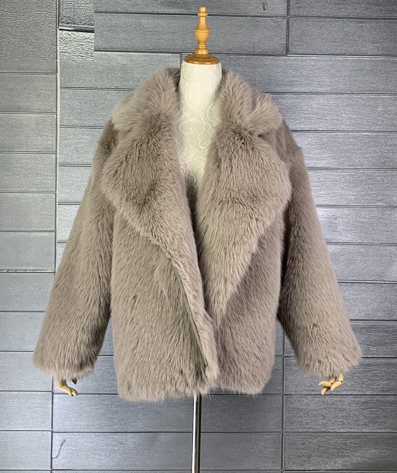 New Fox Hair Medium Length Suit Collar Fur Coat