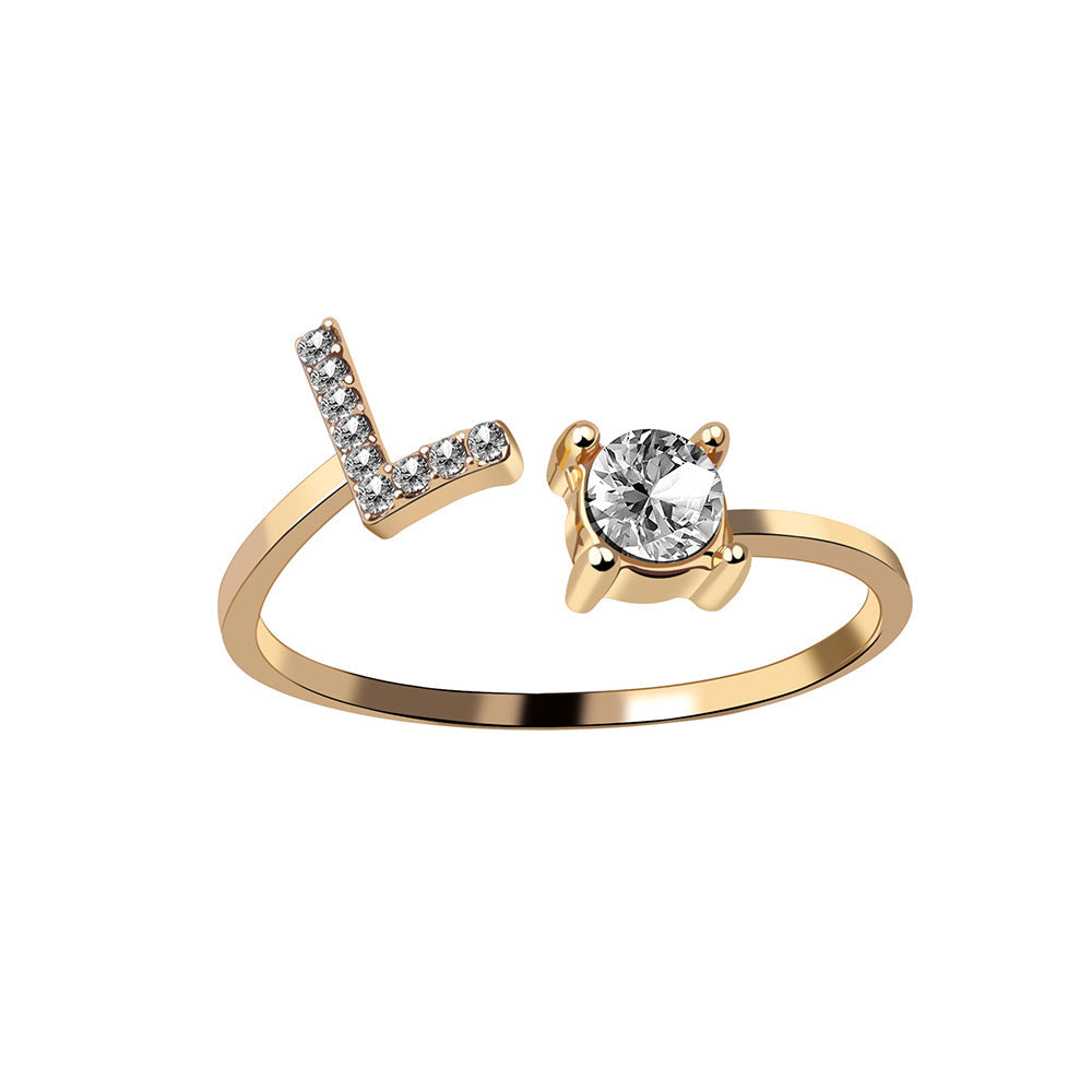 Initial Letter Ring Fashion Jewelry For Women